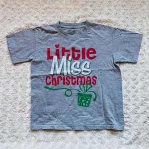 Little Miss Christmas Grey Cotton T Shirt Size Medium NEW